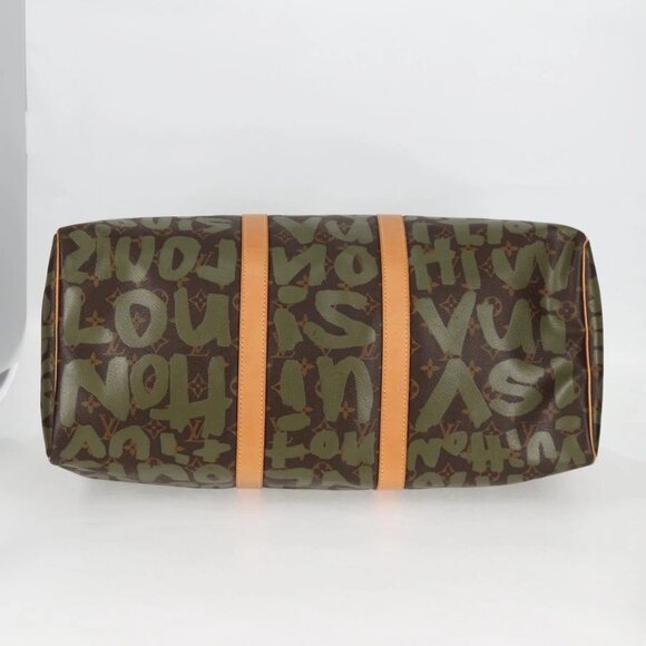 LOUIS VUITTON Monogram Graffiti Keepall 50 Boston Bag Khaki M92196 Auth 115621AM - Picture 7 of 16